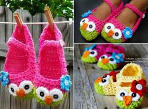 Crochet Owl Mary Jane Slippers